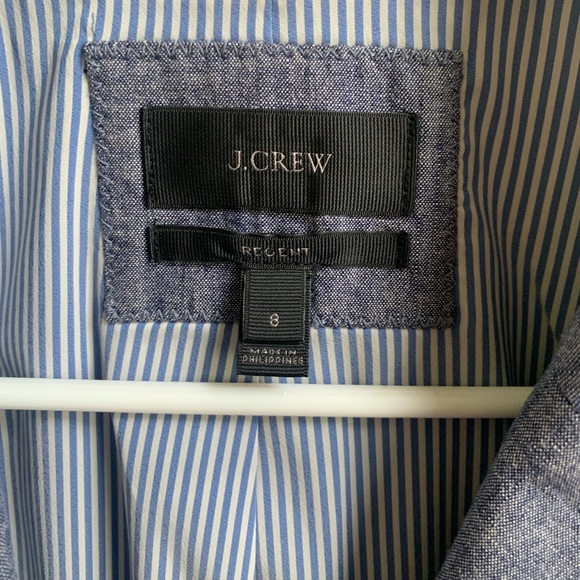 J Crew Regent Blazer Chambray Ruffle Size 8 Blue - Picture 4 of 9
